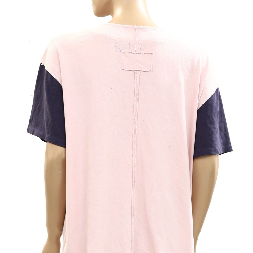 Free People We The Free Homerun Tee Shirt Top Cotton Buttondown Pink XS 284270 - Picture 4 of 5